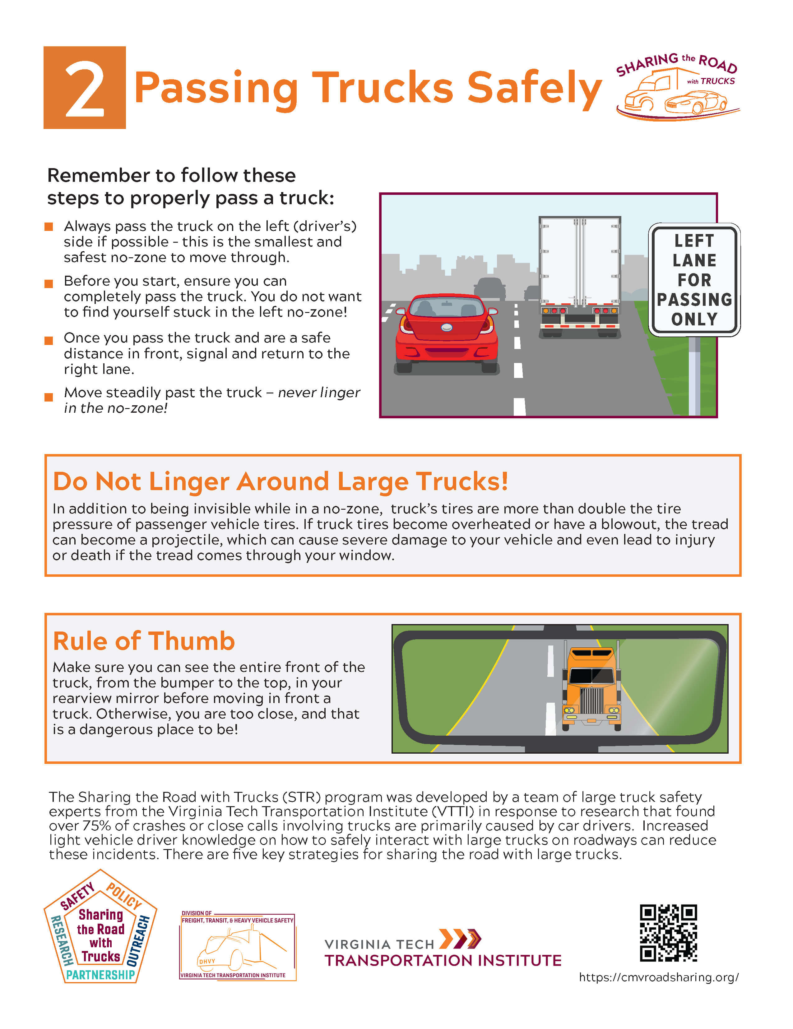 Thumbnail of a one-pager about passing trucks safely